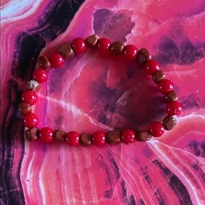 Red and Brown Beaded Bracelet